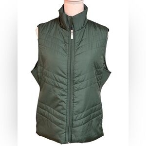 Studio Works Sport Green Side Stretch Full Zipper Puffer Vest Cold Weather Med